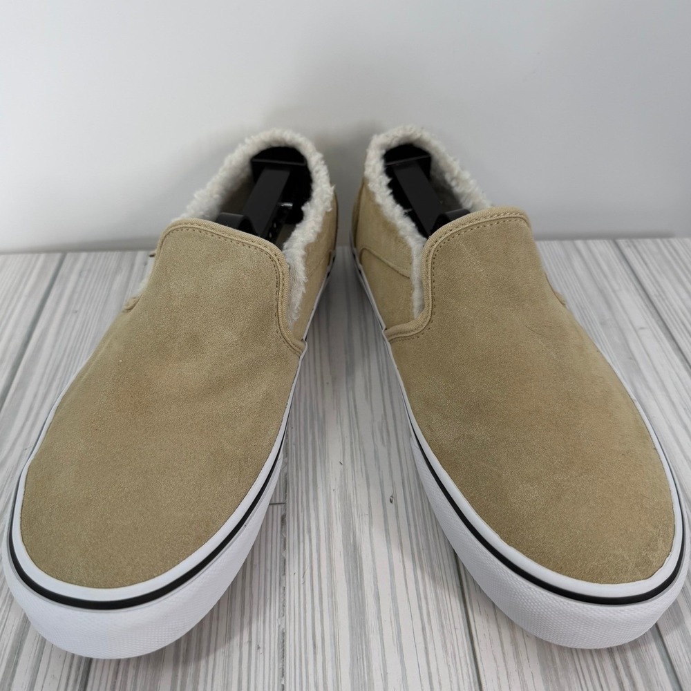 Vans Classic Slip-On Tan Suede‎ Sherpa Lined Sneakers Womens Size 9.5 - Picture 6 of 10